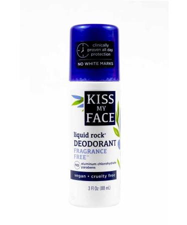 Kiss My Face Deodorant Liquid Rock Roll On Fragrance-Free 3 Ounce (88ml) (6 Pack)