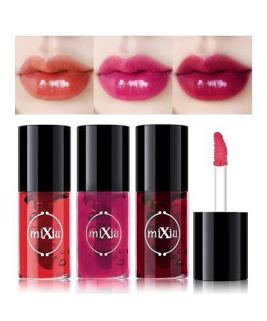 3 Colors Lip Stain Tint Set  Mini Liquid Lipstick Hydrating Moisturizing Multi-Use Lip and Cheek Tint  Natural Plump Lip Gloss Korean Lip Tint Stain  High Pigment  Long-Lasting  Waterproof  Non-Sticky Set C