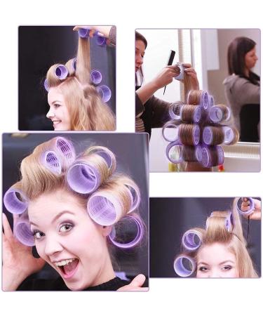 Jumbo Hair Rollers Set Hair Rollers Self Grip Curlers For Long Hair No Heat Curlers Heatless Hair Rollers With Clips & Comb 24 Packs (Purple 24Pcs) - Buy Online on SooperMarket.com