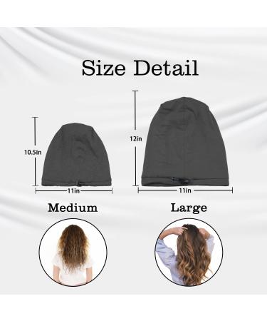 Silk Satin Bonnet Hair Wrap Set for Sleeping - Adjustable Silk Bonnets for Women Men - Large Black+Blue - Curly Hair Night Caps - Buy Online on SooperMarket.com