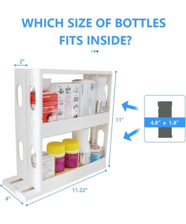 Dutiplus 2-Tier Pull-and-Rotate Medicine Cabinet Organizer for Vitamins, Supplements & Cosmetics | 11 H x 4.1 W x 11.25 L - Buy Online on SooperMarket.com