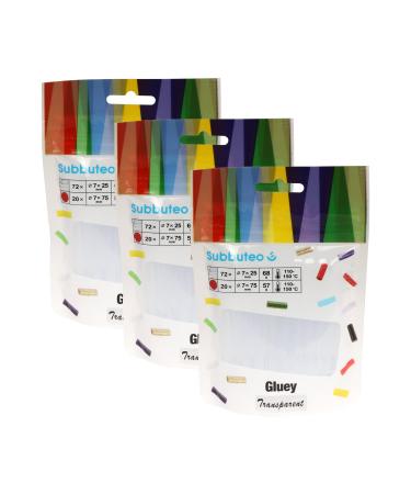 Subbuteo 3 pack 20-Piece Gluey Sticks transparent (Glue Sticks 75x7 mm Accessories for Gluey Hot Glue Stick) 3 Pack 7.5cm Transparent Glue Sticks