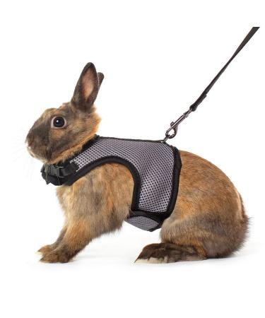 Niteangel Adjustable Soft Harness with Elastic Leash for Rabbits (S Grey) Small (Pack of 1) grey