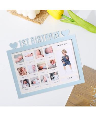 First Year Photo Moment Frames Diy 0-12 Month Picture Display Plastic Collage Frame Memory Gift Blue - Buy Online on SooperMarket.com