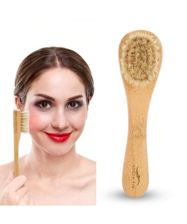Natural Soft Bristle Face Cleansing and Exfoliating Brush - Wood Handle Facial Scrubber for Men and Women - Buy Online on SooperMarket.com