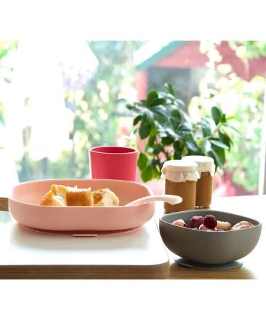 Baba Silicone Feeding Set - Plate, Bowl, Cup, Spoon - Strong Suction Pad - Pink - Baby & Children - 4 Piece Meal Set - Buy Online on SooperMarket.com