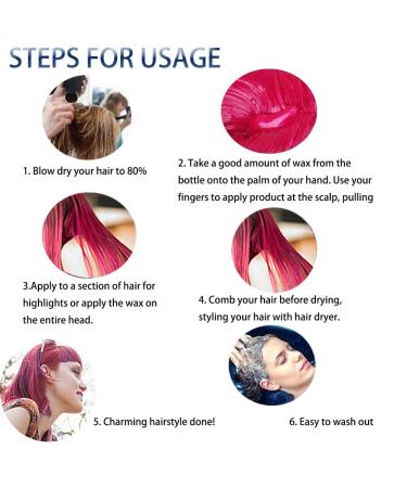6 Colors Hair Color Wax - Temporary Styling for Parties Cosplay & Halloween | Sliver Blue Purple Gold Green Pink Red - Buy Online on SooperMarket.com
