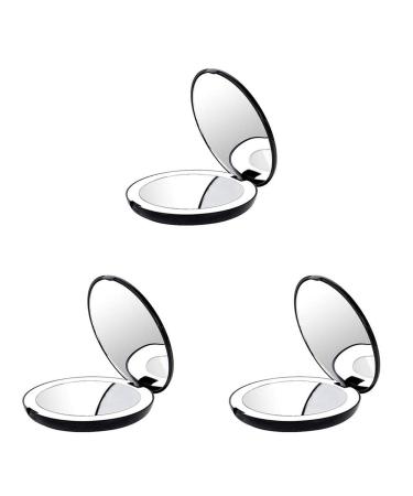 BLASHRD 3X Portable Folding Mirror with LED Light Makeup Mirror 10X Magnifying Glass 12 Lamp Bead Mini Mirror Black