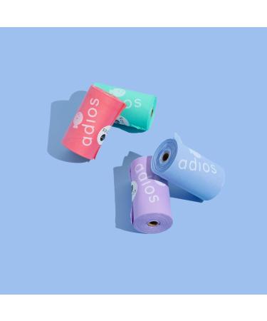 Adios Plastic Biodegradable Dog Poop Bags - Extra Thick Compostable Dog Poo Bags Made from Highest Rated EN13432 Certified Cornstarch | Leak Proof Dog Waste Bags in Rainbow Colour | 8 Rolls 120 Bags Rainbow 15 count (Pack of 8) - Buy Online on SooperMarket.com