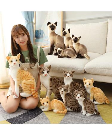 Hpory Cat Soft Toy Simulation Cat Plushie Cute Plush Cat Doll Realistic Cat Soft Plush Faux Plush Kitten Toy Pet Animal Photography Prop Room Home Decoration Companion Pets Toy Gift for Kids Orange Cat - 30cm - Buy Online on SooperMarket.com