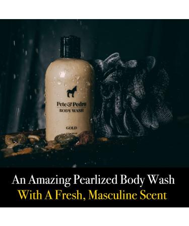 Pete & Pedro Gold & Silver Body Wash Set - Premium Men's Leather & Cool Water Scented Bodywashes with Loofah - 12 oz. Each - Buy Online on SooperMarket.com