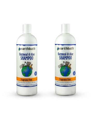 earthbath Oatmeal & Aloe Pet Shampoo - Fragrance-Free, Relieves Itching & Dry Skin, Aloe Vera, Vitamin E, Glycerin to Moisturize - Effectively Enrich and Revive Your Pet's Coat - 16 fl. oz, Pack of 2