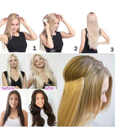 Wire in Hair Extensions No Clip in Curly Wavy Hairpieces Invisible Natural Hair Extension 20" - Dark Brown - Buy Online on SooperMarket.com
