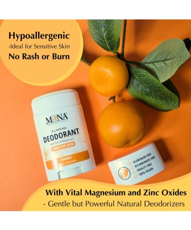MONA BRANDS All Natural Deodorant For Women & Men | For Sensitive Skin | No Aluminum or Baking Soda | (2-Pack ORANGE 1.76 Oz each) - Buy Online on SooperMarket.com
