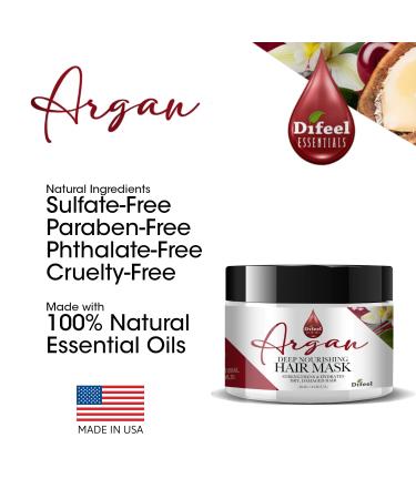 Shop Difeel Essentials Deep Nourishing Argan Hair Mask - 8 oz Deep Conditioning Treatment with 100% Essential Oils for Dry Hair - Buy Online on SooperMarket.com