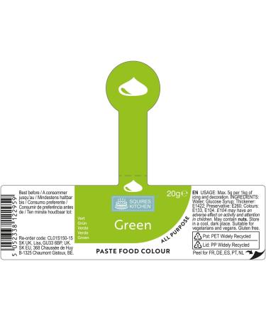 Squires Kitchen Green Food Colouring Paste - 20g | Concentrated Colour for Sugarpaste, Fondant, Buttercream, Royal Icing & More - Buy Online on SooperMarket.com