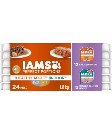 IAMS Perfect Portions Wet Cat Food Adult Grain Free & Perfect PORTIONS Healthy Adult and Indoor Wet Cat Food Pat Chicken Tuna and Indoor Salmon Chicken & Salmon Wet Cat Food+Wet Cat Food - Buy Online on SooperMarket.com