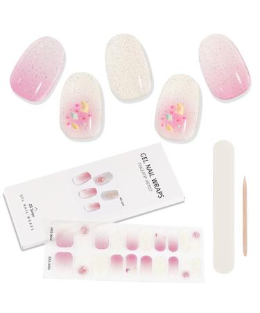 Kalolary 20PCS Gel Nail Polish Strips Nail Gel Art Sticker Full Nail Wraps Decals with Nail File and Stick for Women Girls Nail Art Decor (UV/LED Lamp Required) (F)