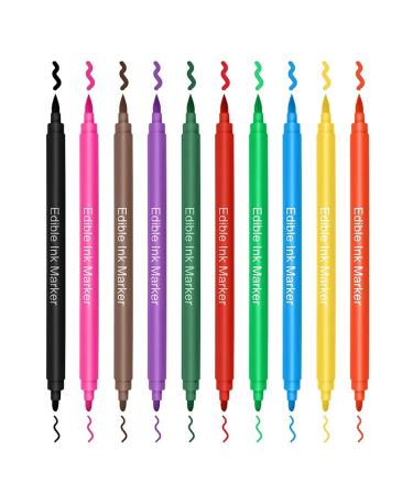 Edible Food Coloring Pens 10Pcs - Fine & Thick Tip Gourmet Writers for Cookies, Cakes & Easter Eggs - Food Grade Markers for Baking & Decorating - Buy Online on SooperMarket.com