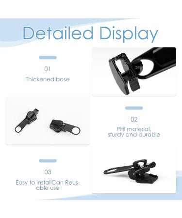 12-Pack Zipper Slider Replacement - Removable Zipper Pull Fixer for Jackets Suitcases & Backpacks (Black) - International Shipping - Buy Online on SooperMarket.com
