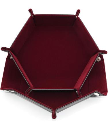 Folding Hexagon Dice Tray with Red Velvet Rolling Surface - Perfect for DND Dice Games and Storage - Buy Online on SooperMarket.com