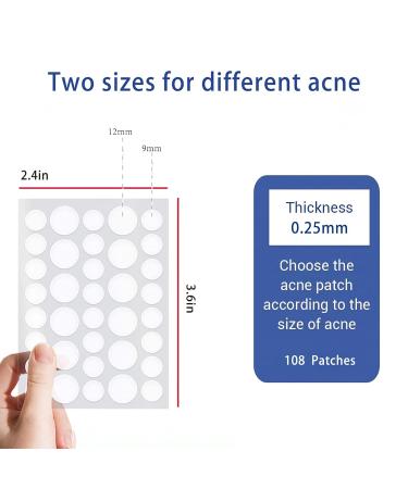 Buy Acne Patches - Invisible Hydrocolloid Spot Stickers for Fast Healing | 108 Translucent Pimple Patches Two Sizes Available - International Shipping - Buy Online on SooperMarket.com