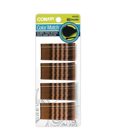 Conair Color Match Bobby Pins with Slide-On Opener Brunette 1-Pack of 60-Pieces