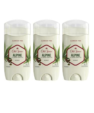 Old Spice Men's Deodorant Alpine with Hemp Oil Aluminum-Free 3 oz (Pack of 3)