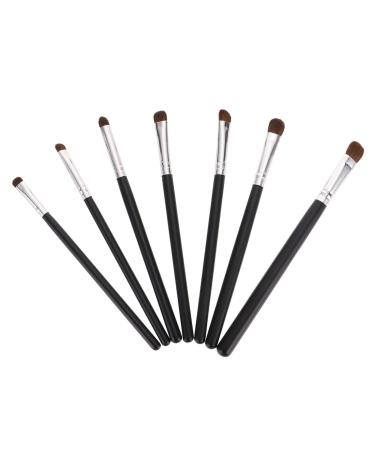 MUSISALY 7pcs Eye Makeup Brushes Halloween Hair Bows for Women Portable Eyeliner Brush Makeup Bag Black Wood