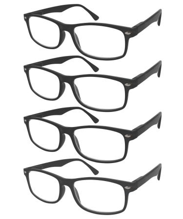 TBOC Reading Glass reading aid for men and women - (Pack 4 units) Diopttria +3.50 Matt black version with strength for PC cell phone trend women men seniors presumption of presumption presbyopia +3.50 dioptria (4 Pack)