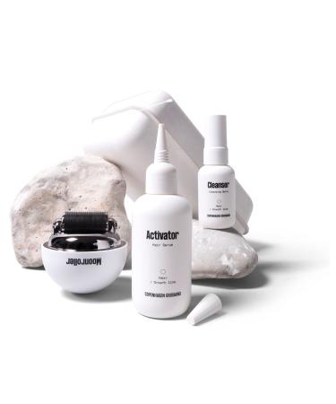 Hair Growth Kit with Activator Hair Growth Serum and The Moonroller Hair Follicle Stimulator (50) 50 Day Supply