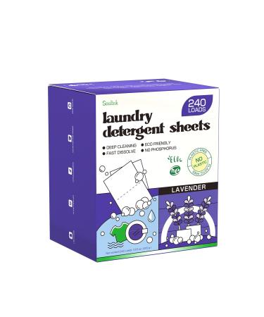 Soulink Lavender Laundry Detergent Sheets 240 Loads - Eco-Friendly Plant-Based Hypoallergenic No Plastic Jug Lavender 240 Count (Pack of 1)