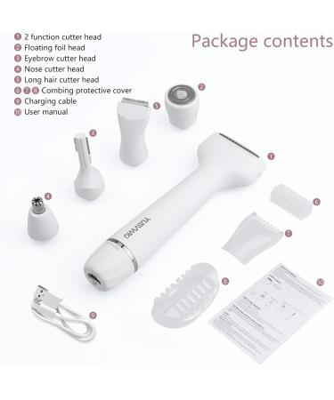5-in-1 Lady Shavers: Facial Hair Remover, Bikini Trimmer, Eyebrow Trimmer - Electric Shaver for Women - Portable, Waterproof, Painless - USB Charging - Buy Online on SooperMarket.com