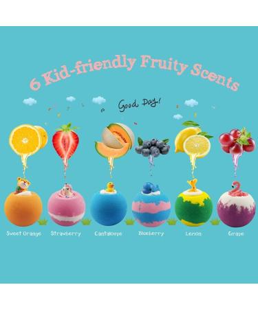 Aofmee Handmade Natural Bath Bombs for Kids with Surprise Inside - Shea Cocoa Butter Moisturize - Spa Fizzies Bath Bomb Kit - Perfect Birthday or Holiday Gift for Women, Girls, Boys - 6 Cute Bath Bombs - Buy Online on SooperMarket.com