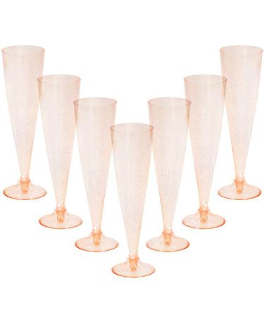 Homy Feel Rose Gold Glitter Plastic Rose Gold Wine Glasses 30 Pack 5OZ Champagne Flutes Disposable for Party Plastic Champagne Flutes Mimosa Bar Glasse