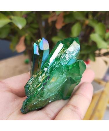 Home Decoration Crystal 100g Natural Green Angel Halo Quartz Crystal Cluster Titanium Coated Quartz Cluster electroplated Stone Suitable for Home Office Decoration - Buy Online on SooperMarket.com