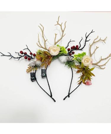 Prosy LED Flower Light up Antlers Headbands Glowing Butterfly Headband Christmas Hair Bands Party Decorative for Women and Girls Multicolor 7 - Buy Online on SooperMarket.com