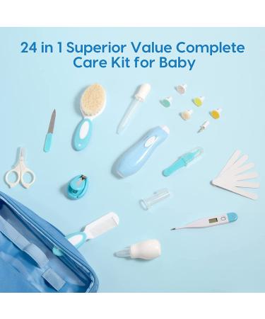 Lupantte 24-in-1 Baby Healthcare & Grooming Kit - Electric Nail Trimmer, Nursery Care Set, Toddler Clippers, Medicine Dispenser - Blue Baby Care Products - Buy Online on SooperMarket.com