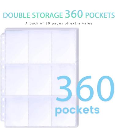 360 Pockets Binder Card Sleeves Double-Sided 9 Pocket Trading Card Pages for 3 Ring Binder  Clear Plastic Pages Sleeves for Sport Cards  Business Cards  Game Cards  Photos 20 - Buy Online on SooperMarket.com