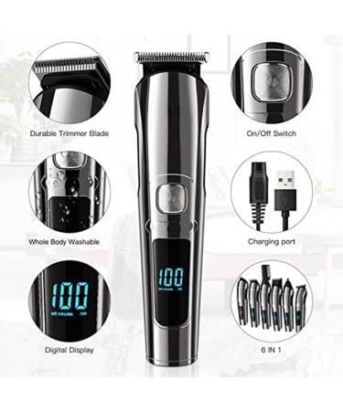FYOBOT Men's Beard Trimmer Cordless Hair Clipper Waterproof Body Nose Ear Cutting Shaver USB Rechargeable LED Display - Buy Online on SooperMarket.com
