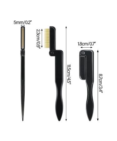 Folding Metal Teeth Eyelash & Eyebrow Comb Set - Professional Tool for Defined Lashes & Brows (Black) - 2PCS - Buy Online on SooperMarket.com
