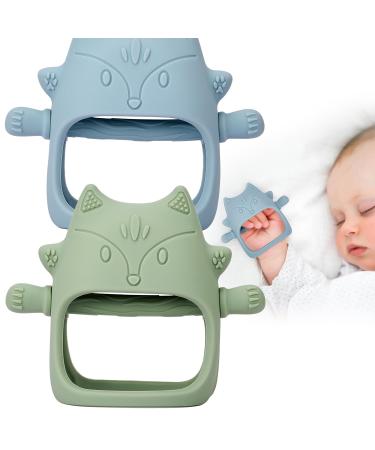 Fixed toys for babies-2 pieces of bite for babies baby toys 3 months silicone bite ring for toddlers boys girls shower gifts teeth relief k toy stuff (ether + sage))
