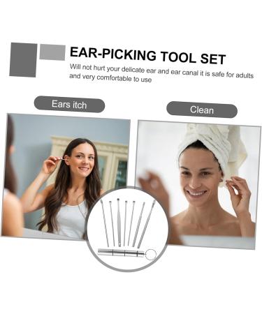 Stainless Steel Ear Cleaning Kit with 7 Picking Spoons - Rotary Tool Set for Ear Cleaning - Buy Online on SooperMarket.com