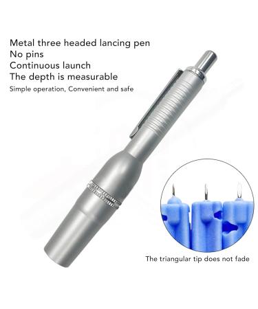 Professional Metal Blood Collection Device with Adjustable Depth for Home Use - High Blood Lancing Pen with Automatic Rebound, 3 Needles - Ideal for Massage - Buy Online on SooperMarket.com