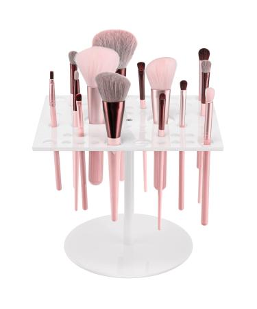 54 Holes Acrylic Brush Holder Makeup Brush Drying Rack Brush Dryer Collapsible Makeup Brush Holder Makeup Brush Dryer Stand for Acrylic Nail Brush Makeup Lover (White)