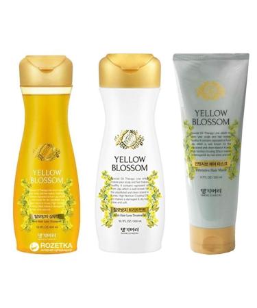 Daeng Gi Meo Ri-Yellow Blossom Hair Loss Care 3 set  Hair Loss Care Shampoo  Treatment  Mask  Set 3 Pieces  Reducing Hair Loss  Hair Shine  Scalp Nourishing and Moisturizing