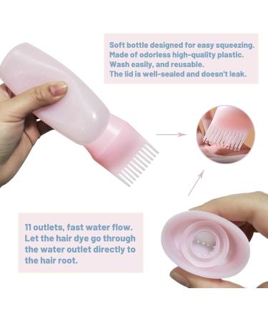 2PCS Hair Oil Applicator Bottles - Root Comb & Dye Brush Squeeze Bottles with Graduated Scale (Pink) - Buy Online on SooperMarket.com