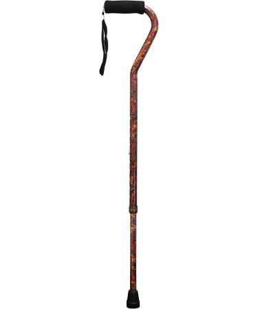 PCP Mobility & Homecare Adjustable Cane Aluminum Offset Handle with Wirst Strap Paisley Pattern - Buy Online on SooperMarket.com