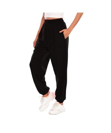 WILLBEST Womens Activewear Trousers Straight Wide Leg Yoga Pants Drawstring Loose Fit Tracksuit Bottoms Sport Gym Joggers Causal High Waisted Lounge Pant S 2025-djufh-c-black