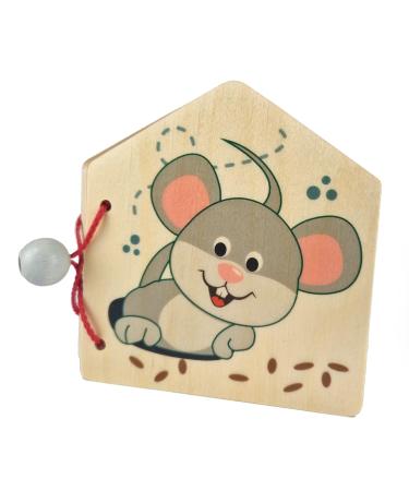 Hess wooden toys 14313 - picture book Mouse made of wood handmade suitable for children from 6 months approx. 9 x 9 x 2 cm with farm motifs colors based on water